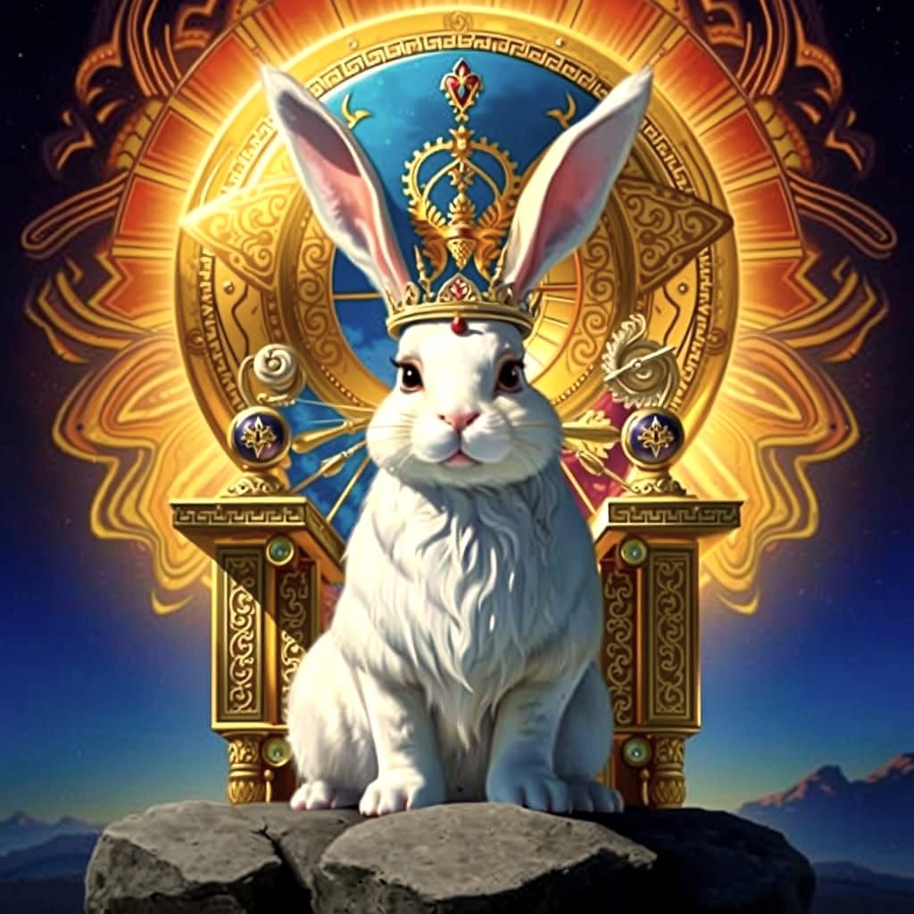 Sacred Zoroastrian Bunny in Mystical Pose