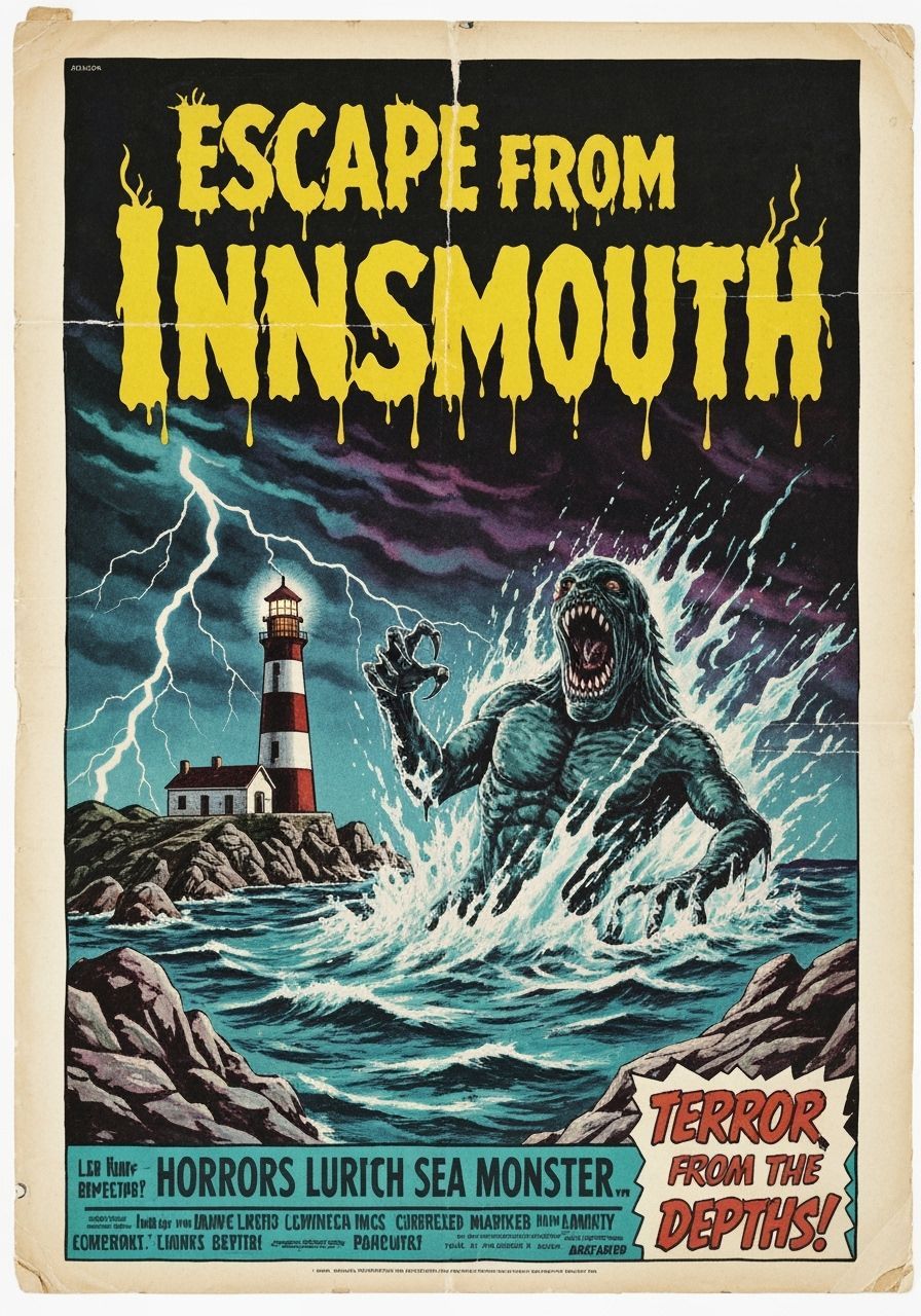 Vintage B-Movie Poster: Escape From Innsmouth