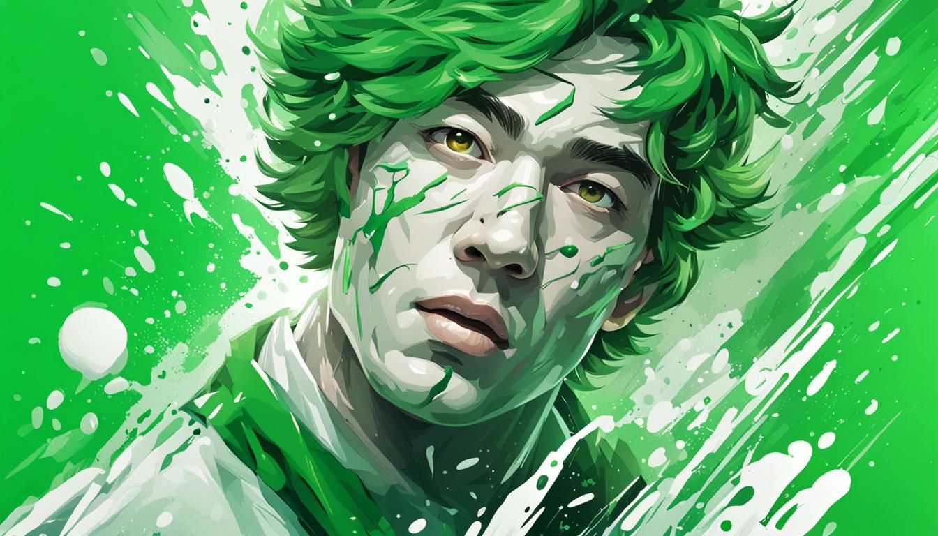 Hyperrealistic Green and White Splash Art