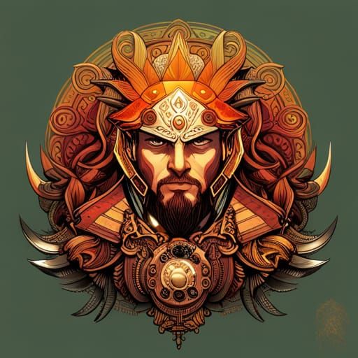 Steampunk Aztec Viking Warrior: Digital Art