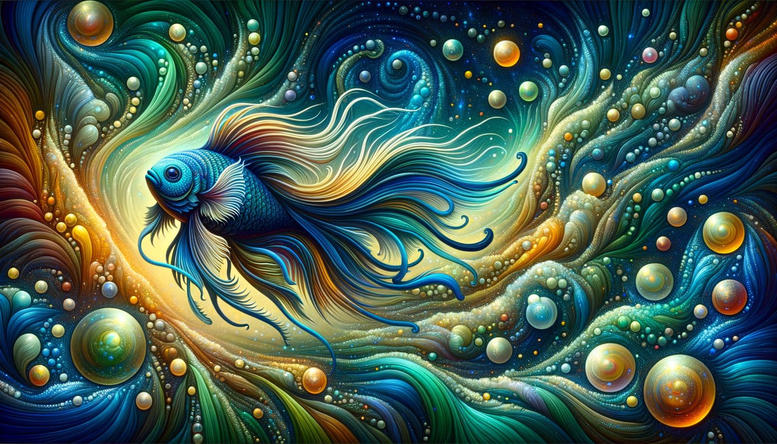 a fantastical fish with flowing fins