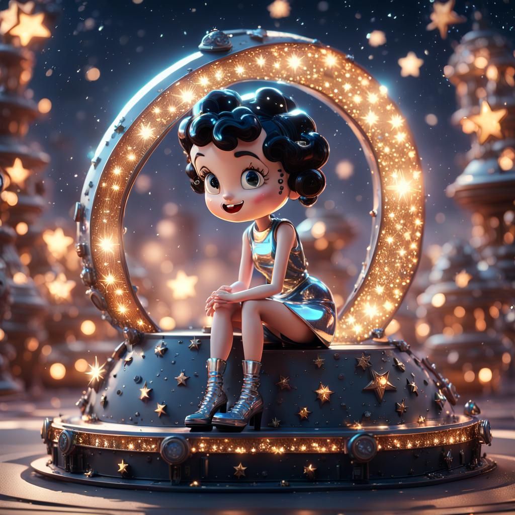 Betty Boop on the Moon in Sci-Fi Style