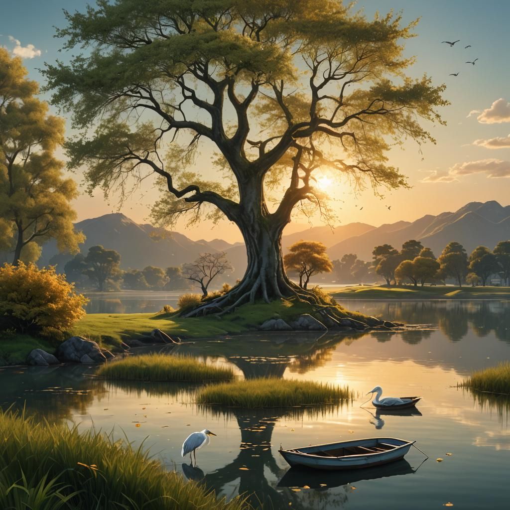 Lagoon Sunset: A Fantasy Concept Art Landscape