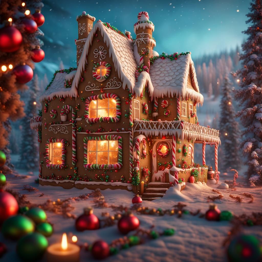 Vibrant Gingerbread House Concept Art