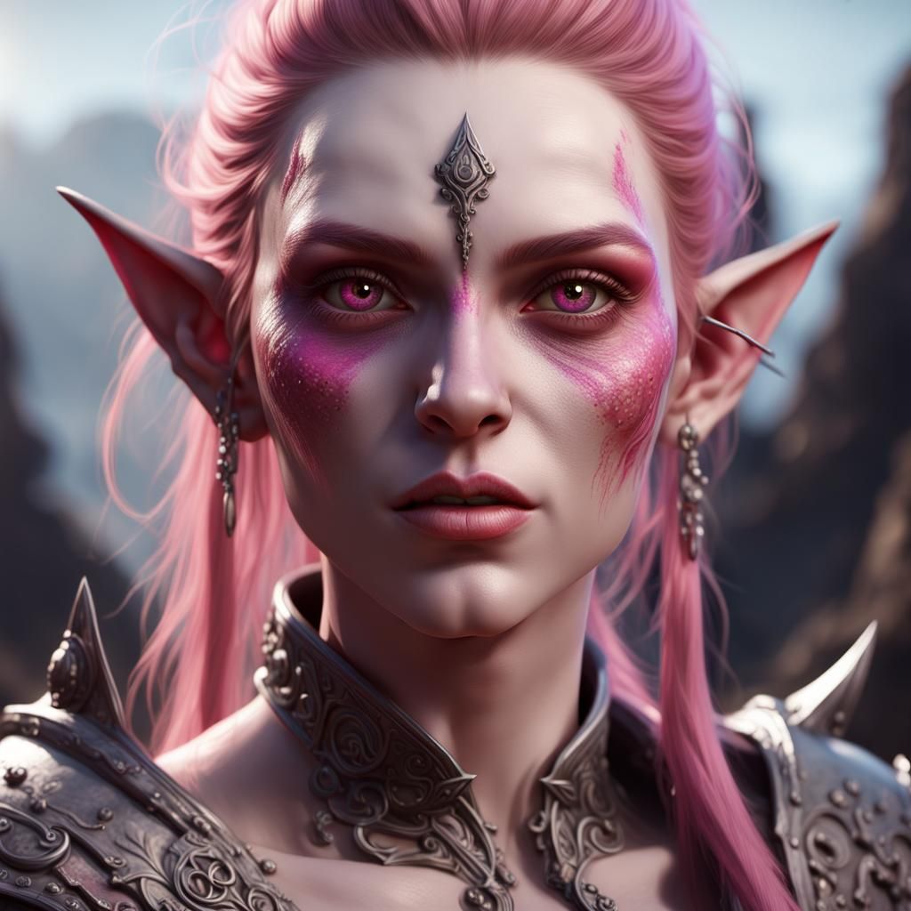 Fantasy Half-Orc Portrait in Detailed Matte Painting Style