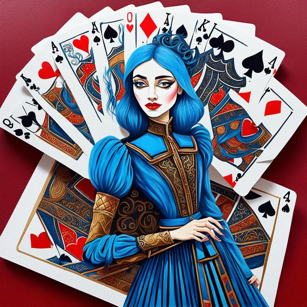 Cowboy and Queen Card Game in Gouache