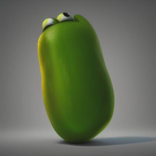 Pixar-Style 3D Pickle with Bright Gradient Background
