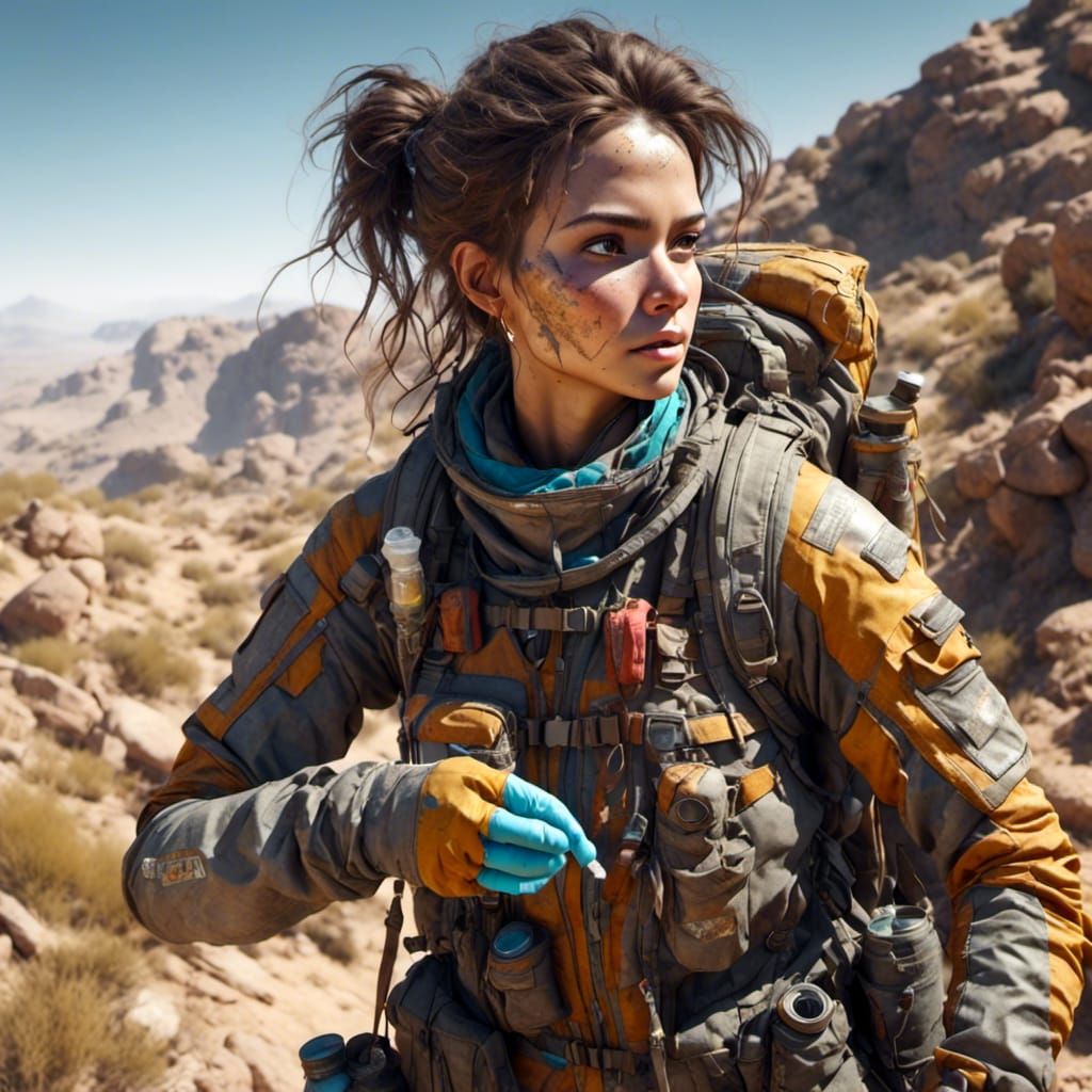 Brunette Geologist Sampling in Wildlands Outfit