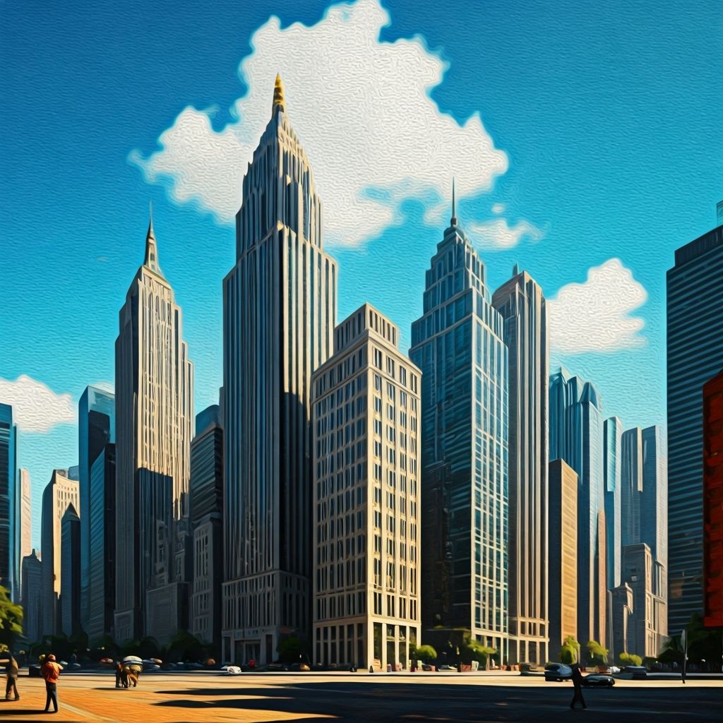 City Skyscrapers in Yves Klein Blue Style