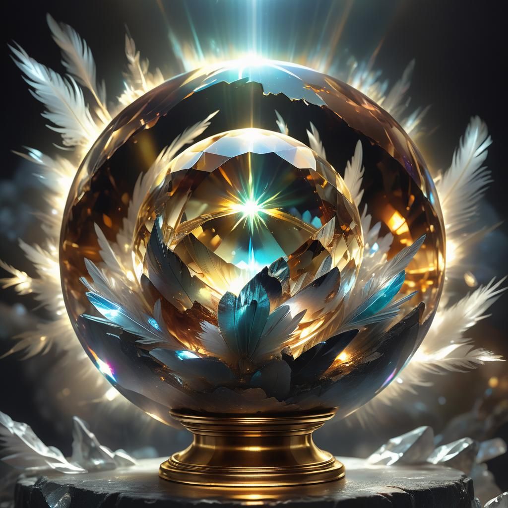 Glowing Crystal Orb Art: Radiant Stone