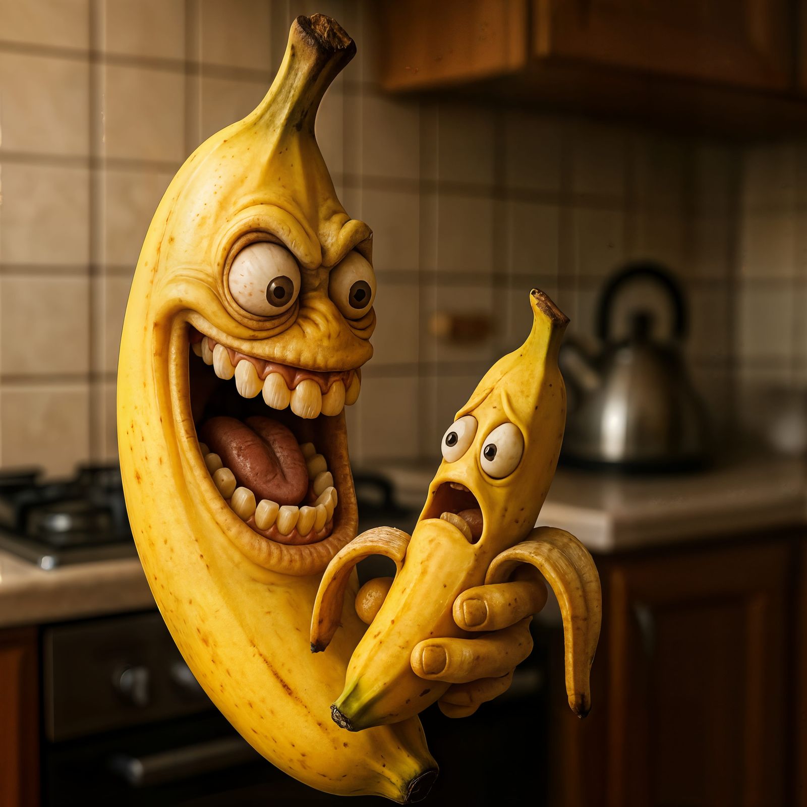 Humorous CGI Banana Cannibal Scene