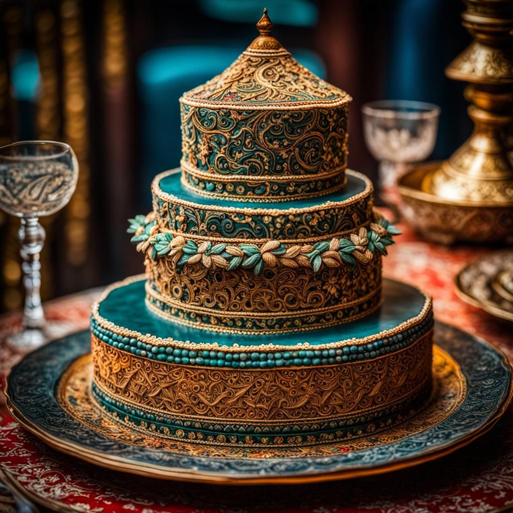 Ornamental Pakistani wedding cake