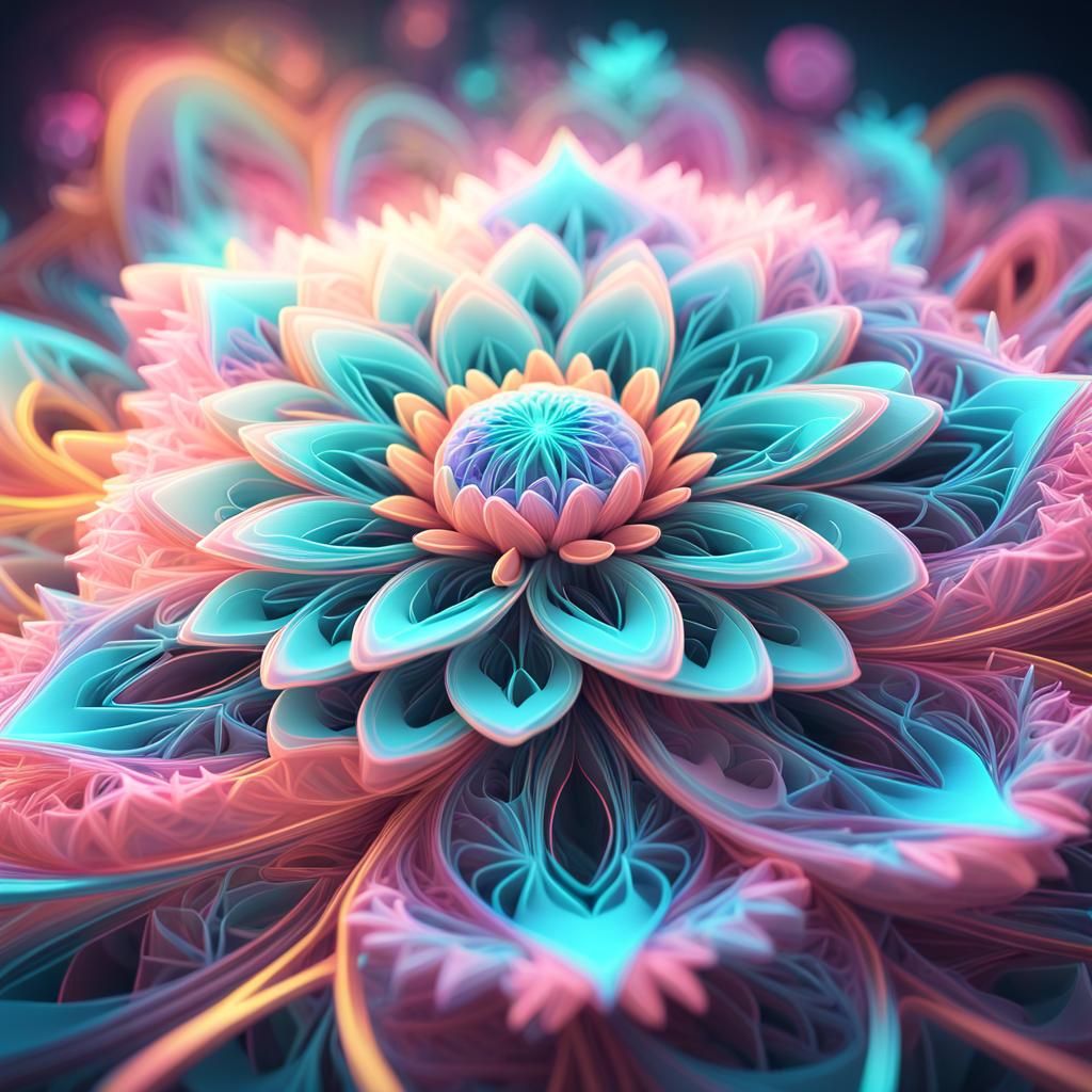 Cotton Candy Flower of Life in Neon Surrealism