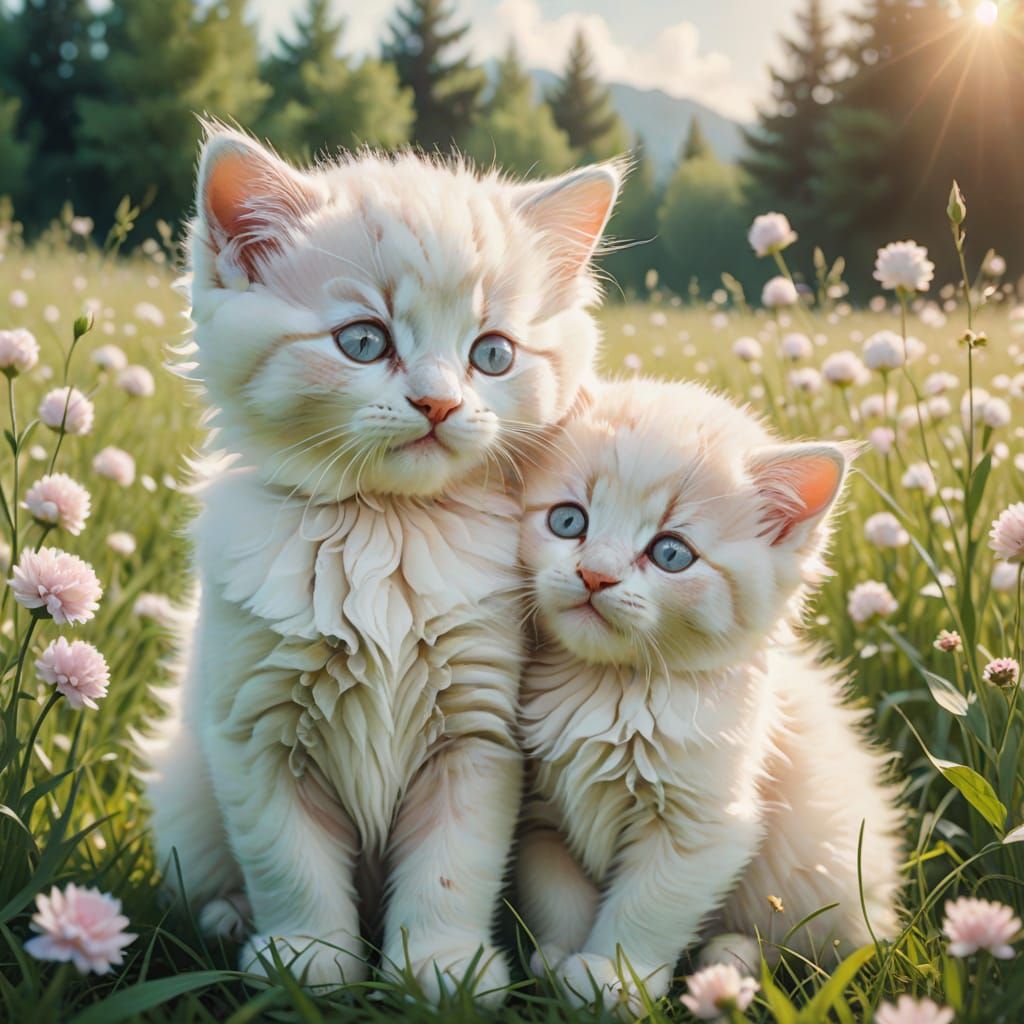 Whimsical Pastel Digital Art of Marshmallow Kittens