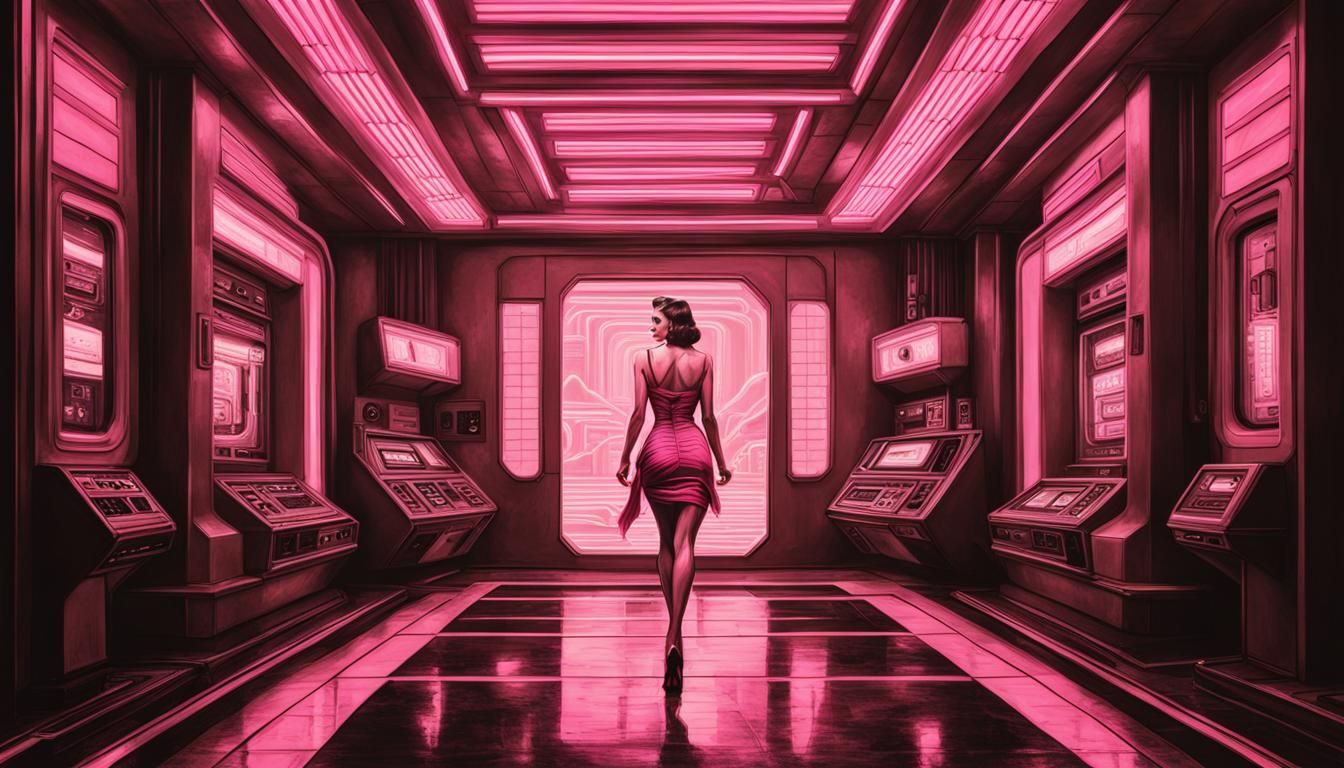 Alien Pinup in Cassette Futurism Style