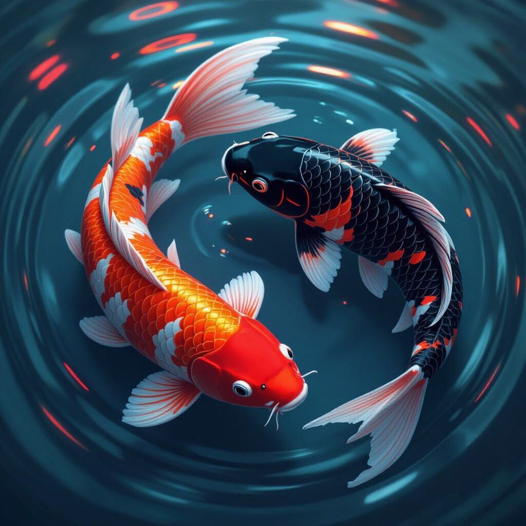 Koi Fish in Circular Motion: Hyper-Realistic 4D Art