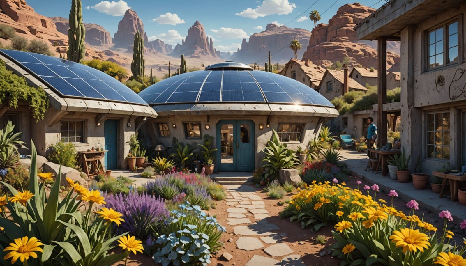 Solar Punk Community with Star Trek Doctors in a Futuristic...