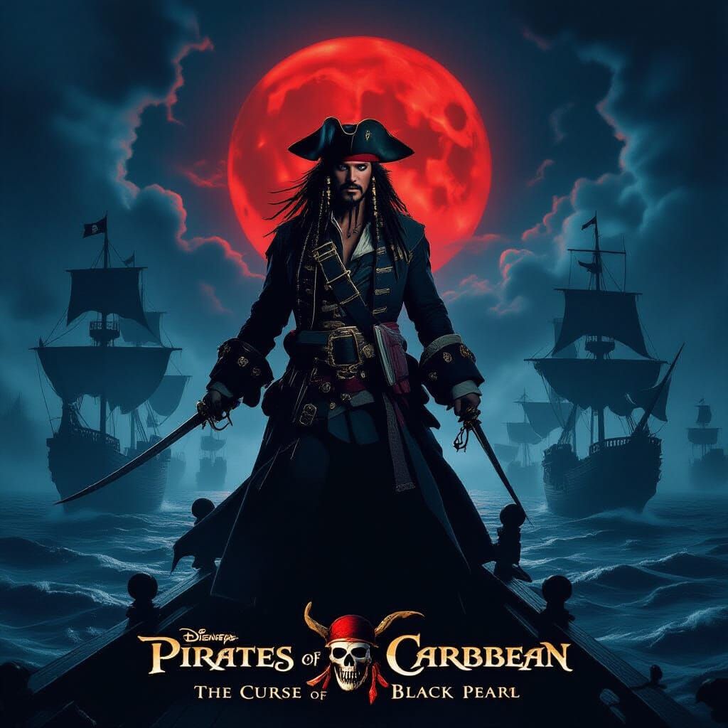 Jack Sparrow Movie Poster in Stormy, Gritty Style