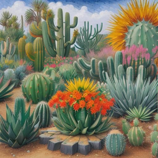 Colorful Garden in Post-Impressionist Style