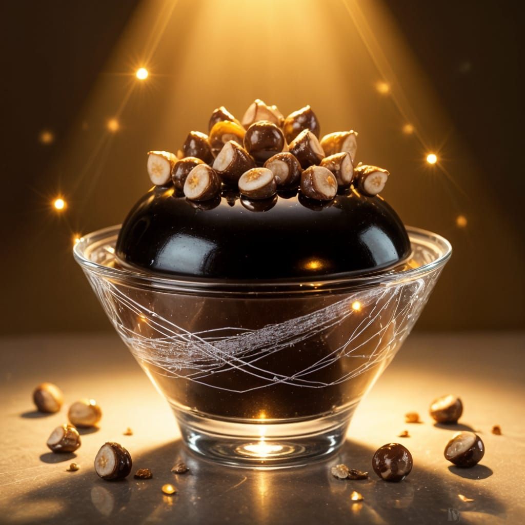 Glistening Dark Chocolate Mousse with Hazelnuts