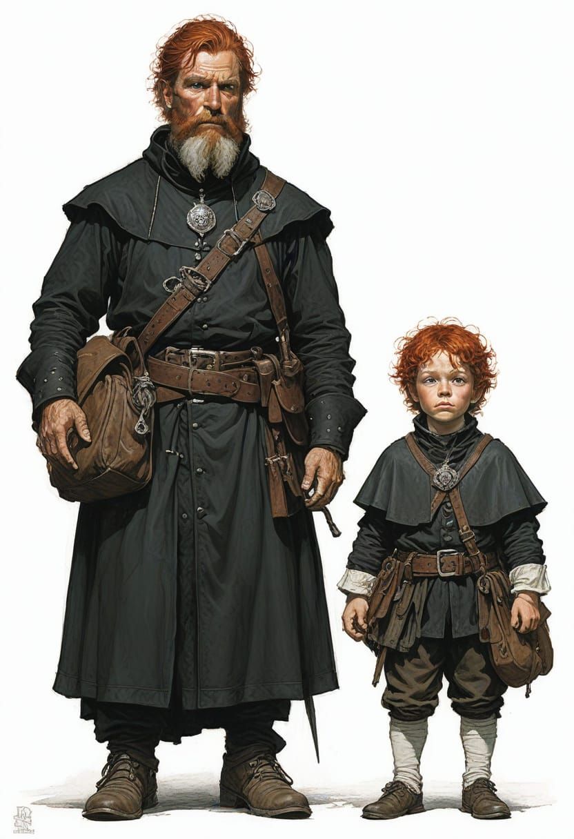 Pilgrim and Son in Heroic Fantasy Style