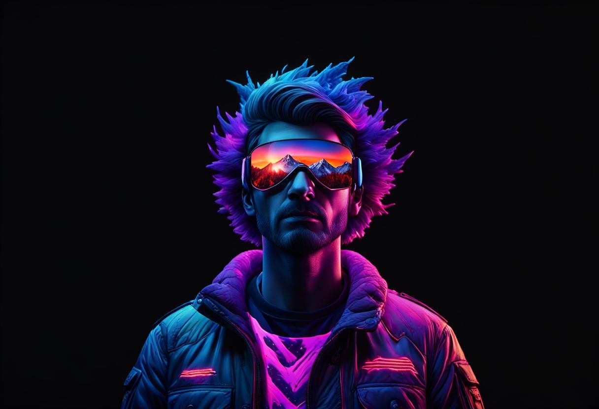 Snowy Mountain Peaks with Bloody Tracks, Vivid Digital Art