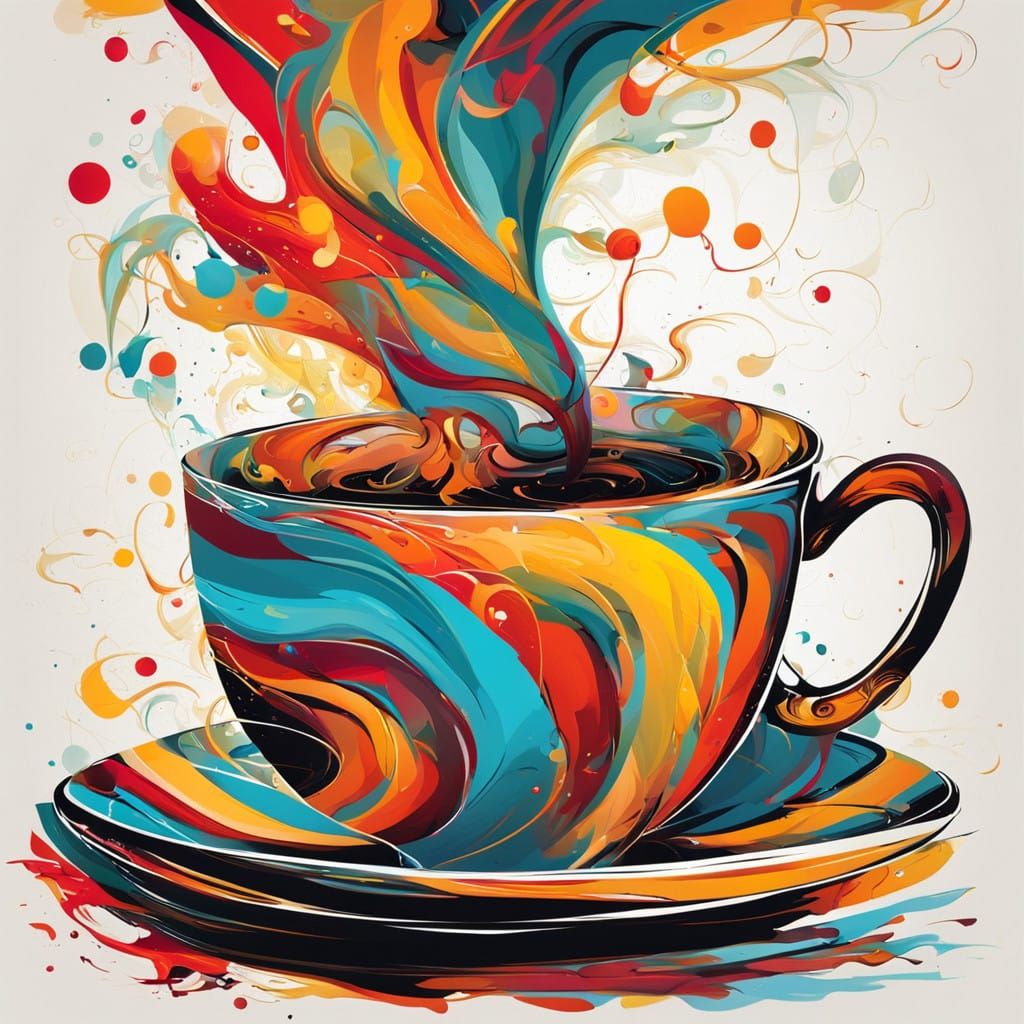 Vibrant Steaming Tea in Modern Art Style