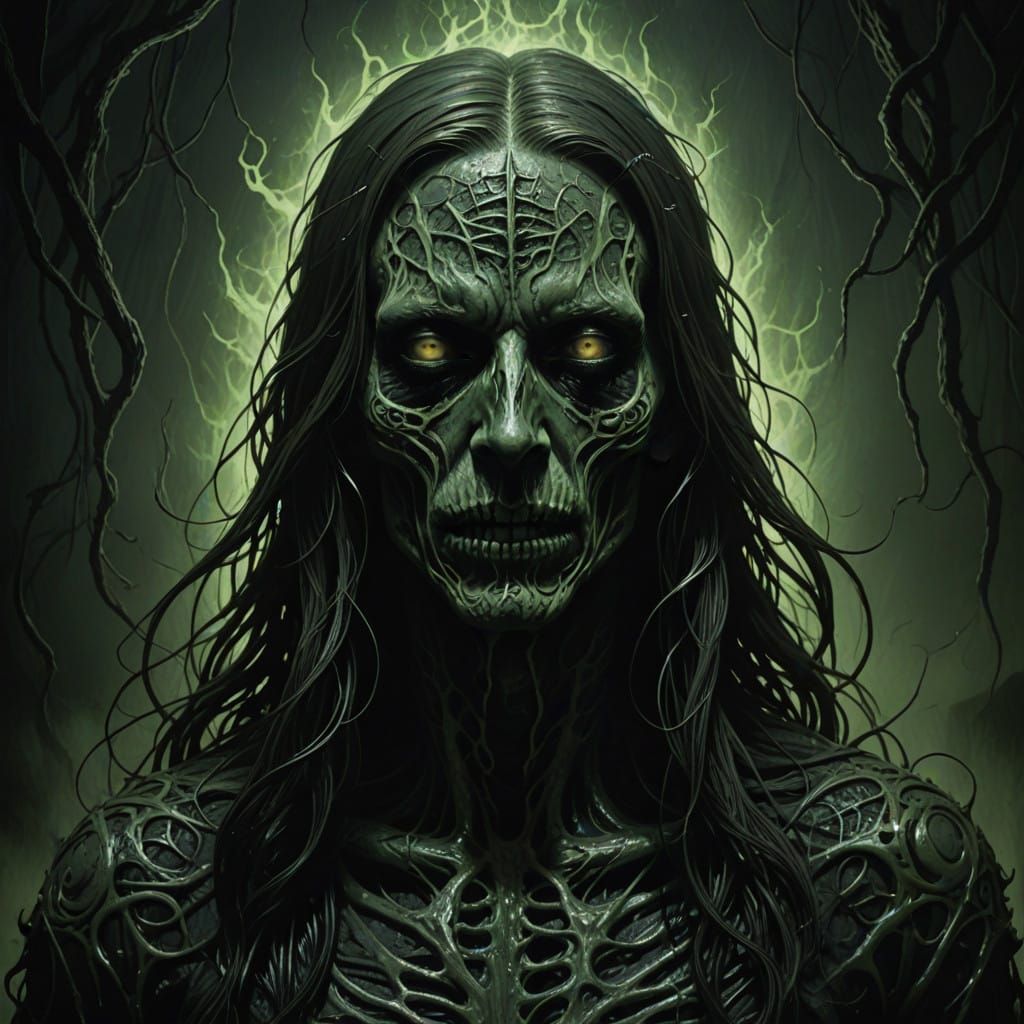 Grotesque, Melting Flesh Portrait of a Dark Figure