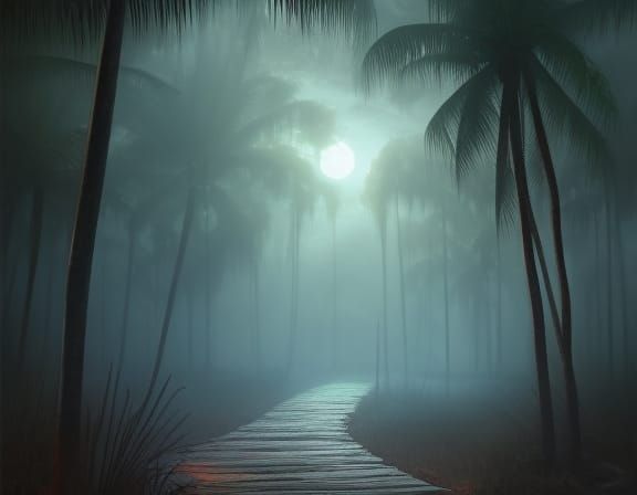 Ghosts of the Florida Keys in Gouache Style