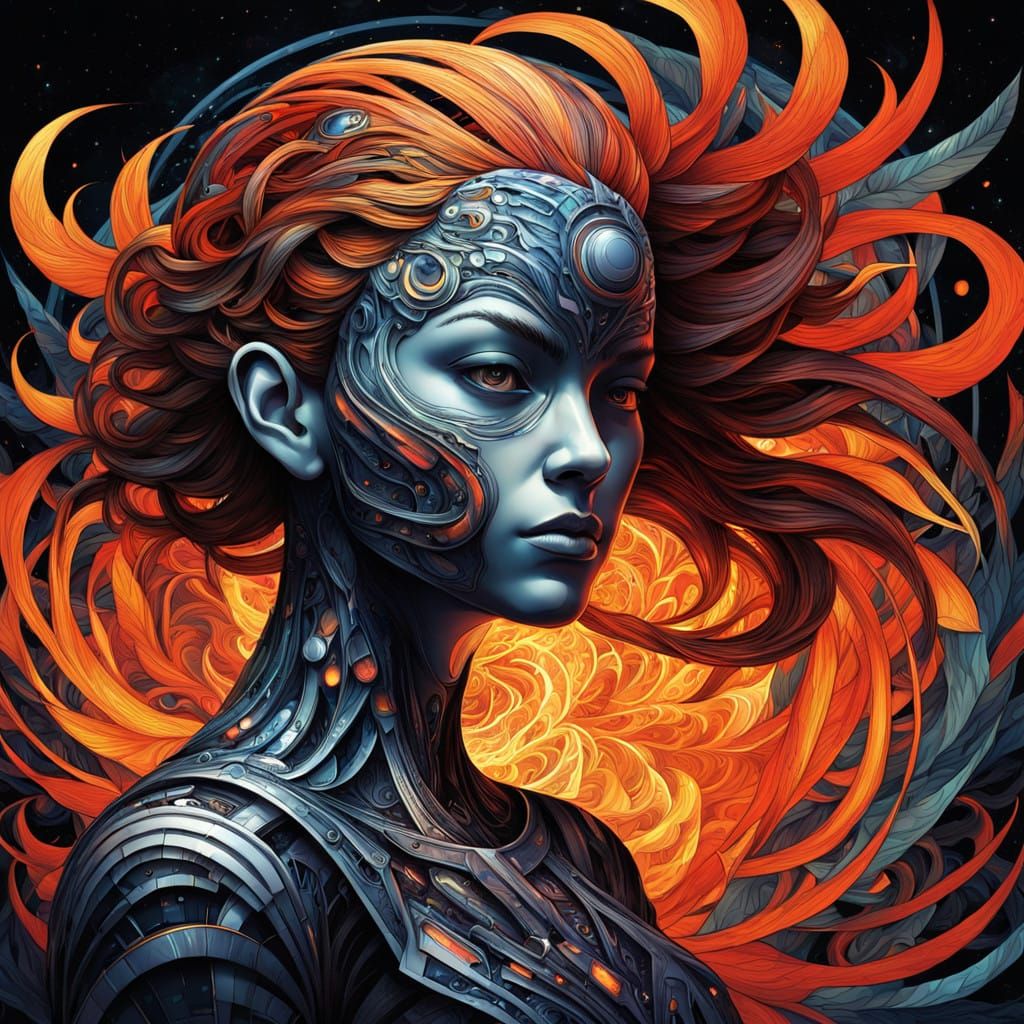 Cosmic Phoenix Unleashed in Kaleidoscopic Flames