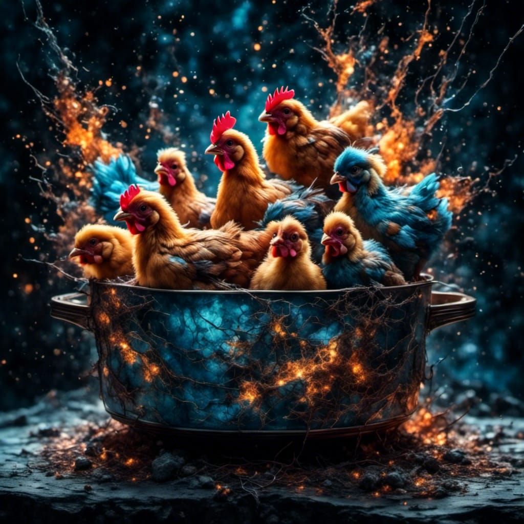 Electrocuted Chickens in Microwave, Gothic Horror Art