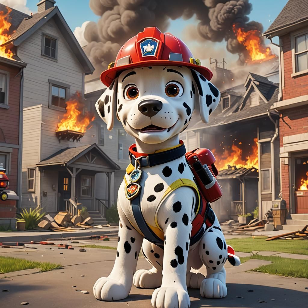 Marshall the Dalmatian Firefighter in Anime Style