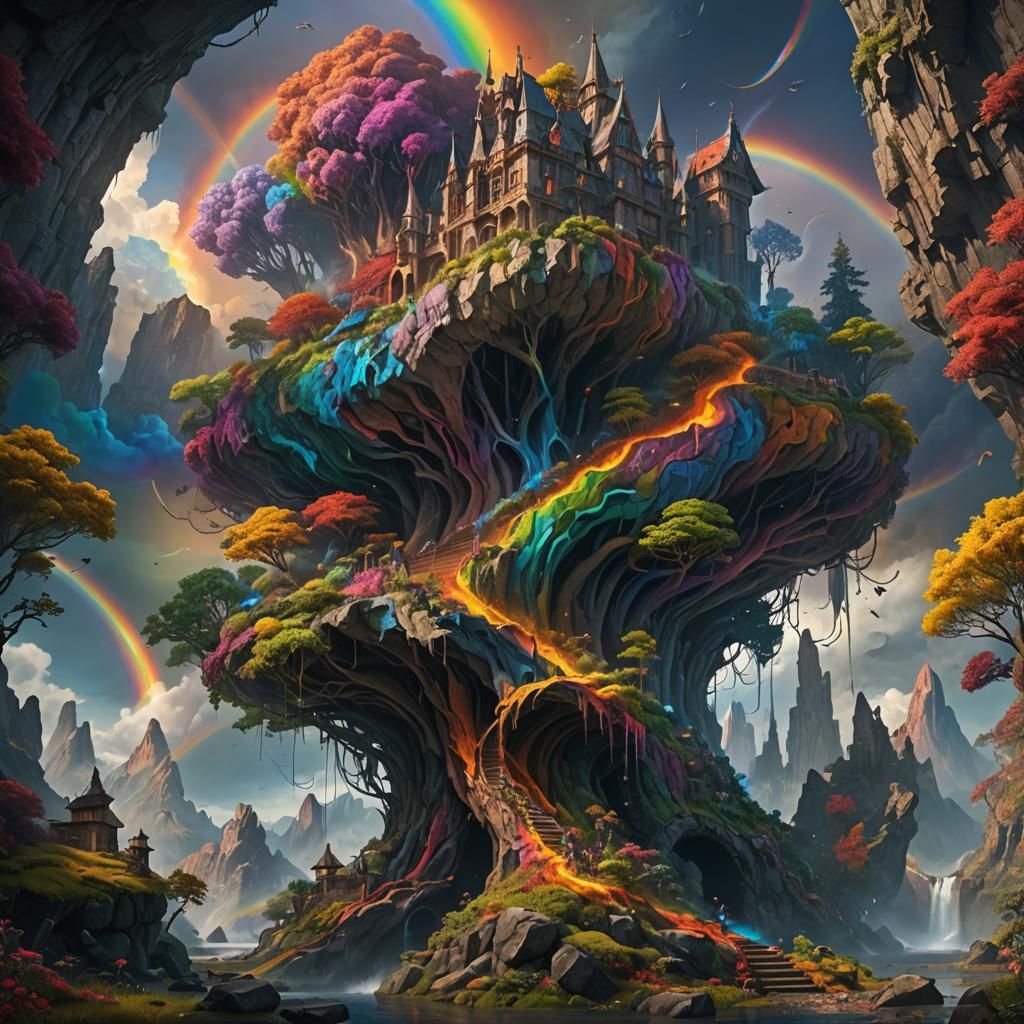 Fantastical Twisted Rainbow Concept Art in Deep Color
