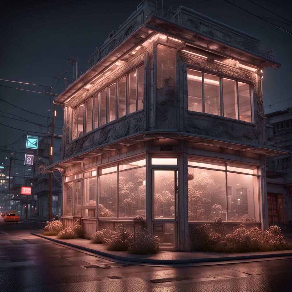 Neonpunk City in Glass Sphere, 3D Render