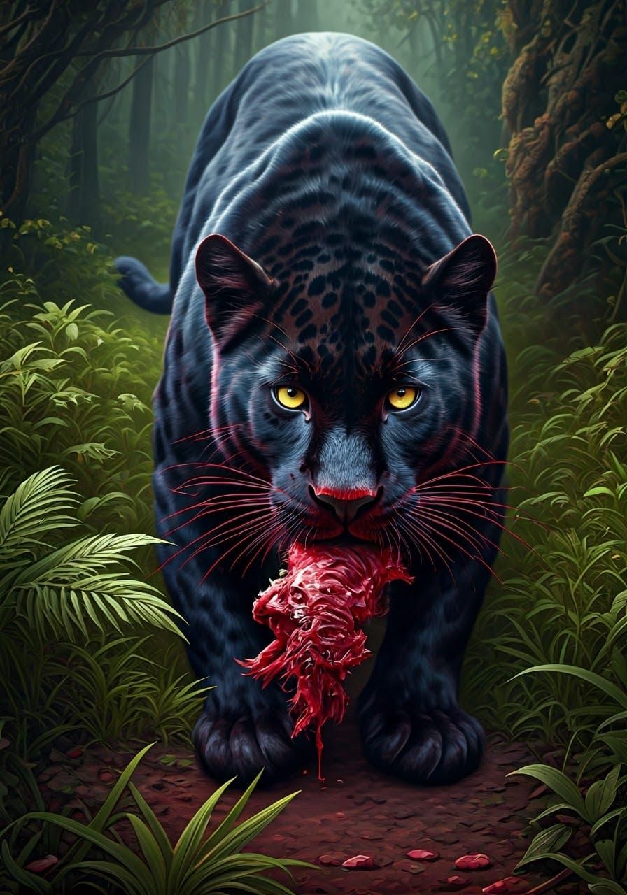 Surreal Biomechanical Panther in Hyper-Realistic 8K Aerial V...
