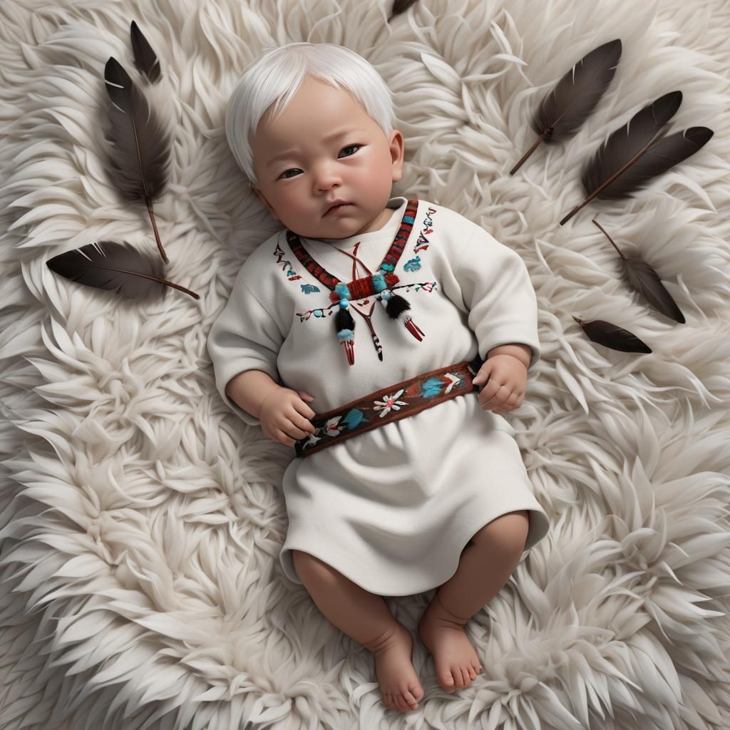 Native American Infant Girl in 3D Anime Art