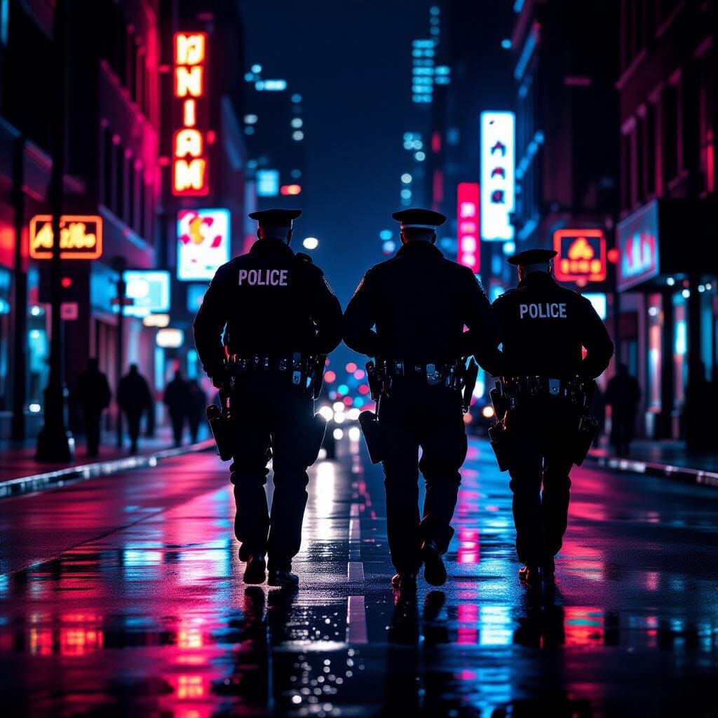 Cinematic Night Arrest on Wet City Street