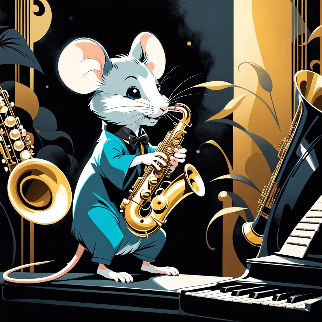 Groovy Jazz Mouse in Art Deco Style