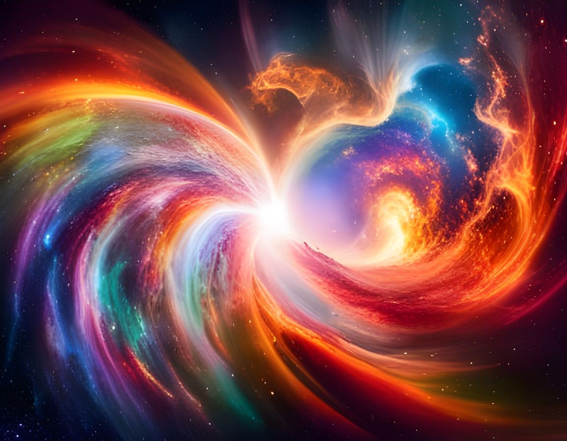 Spectacular Space Nebula Collision in Hyperrealism