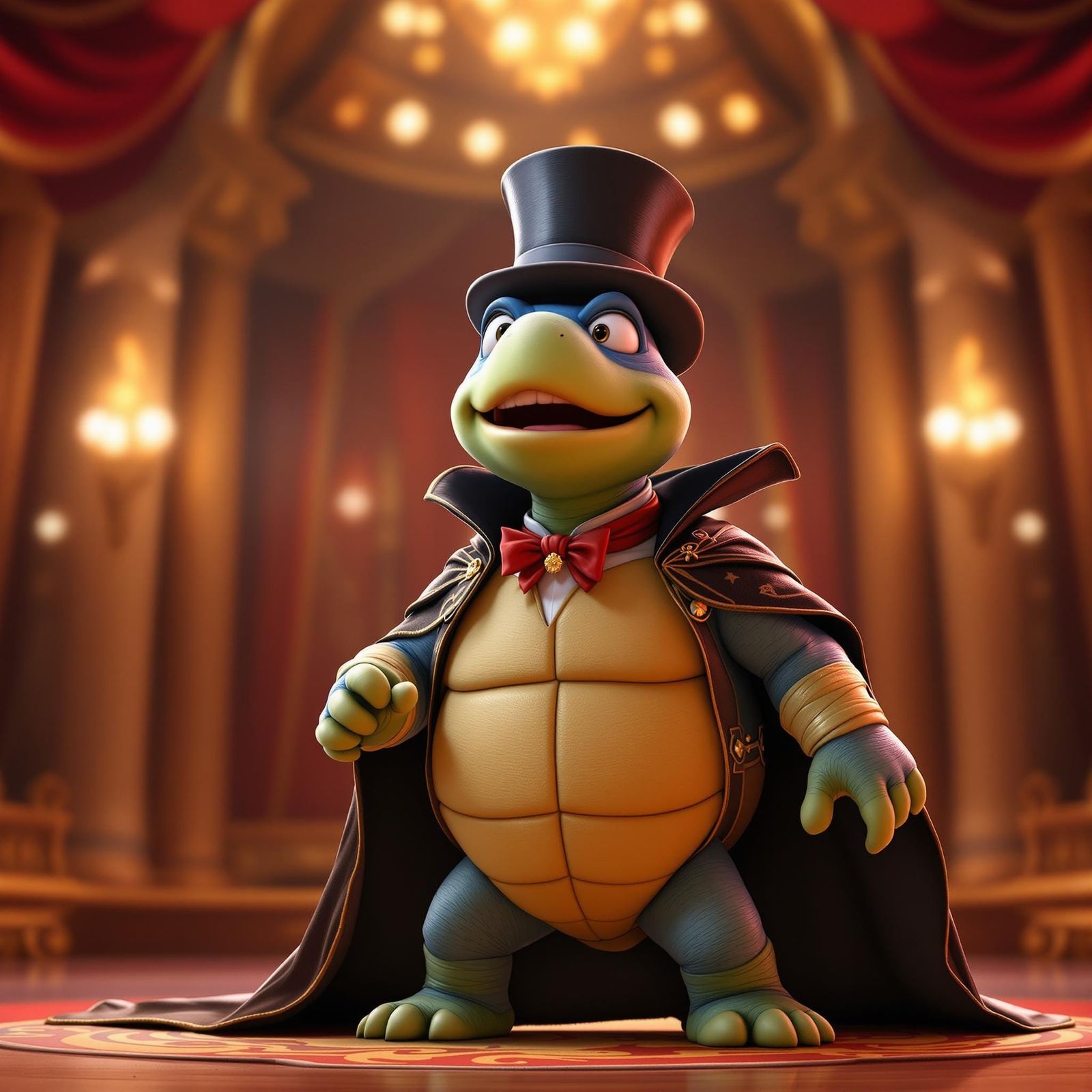 Pixar-Style Turtle Opera Singer on Stage