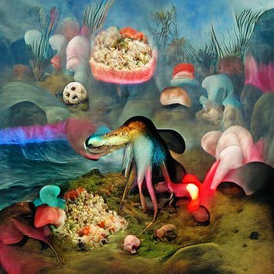 Sea Monster Consumes Glowing Mushrooms: Bosch Holographic