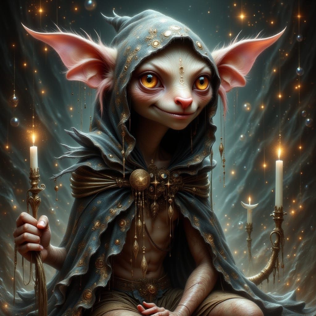 Mysterious Goblin in Dark Fantasy Style with Moody Lighting