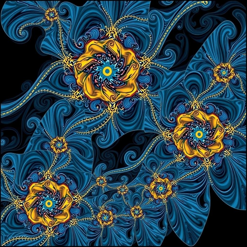 Vibrant Looping Ribbons with Fractal Texture