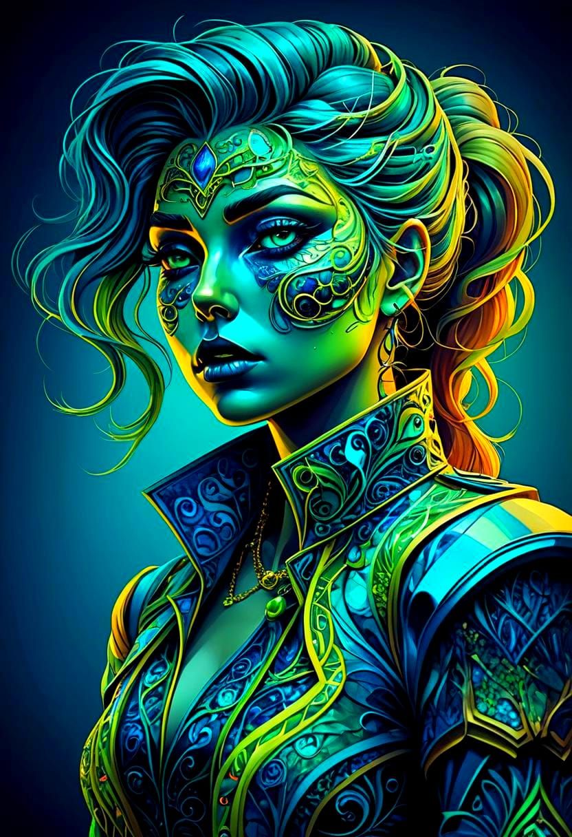 Fractal Green Woman Digital Art