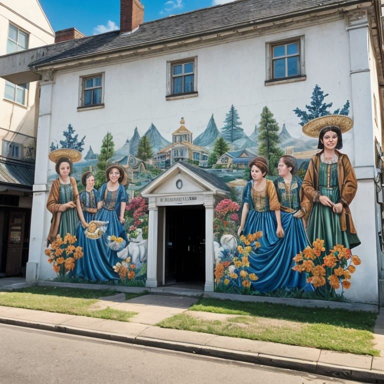 Detailed Mural on Museum Wall in 16K