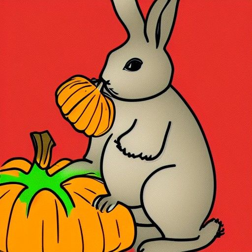 Rabbit Enjoys Pumpkin Pie: A Whimsical Illustration