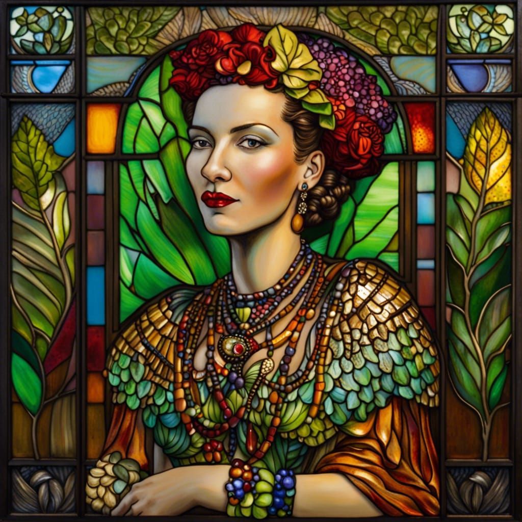Carmen Miranda in Tiffany Glass, Holman Hunt Style