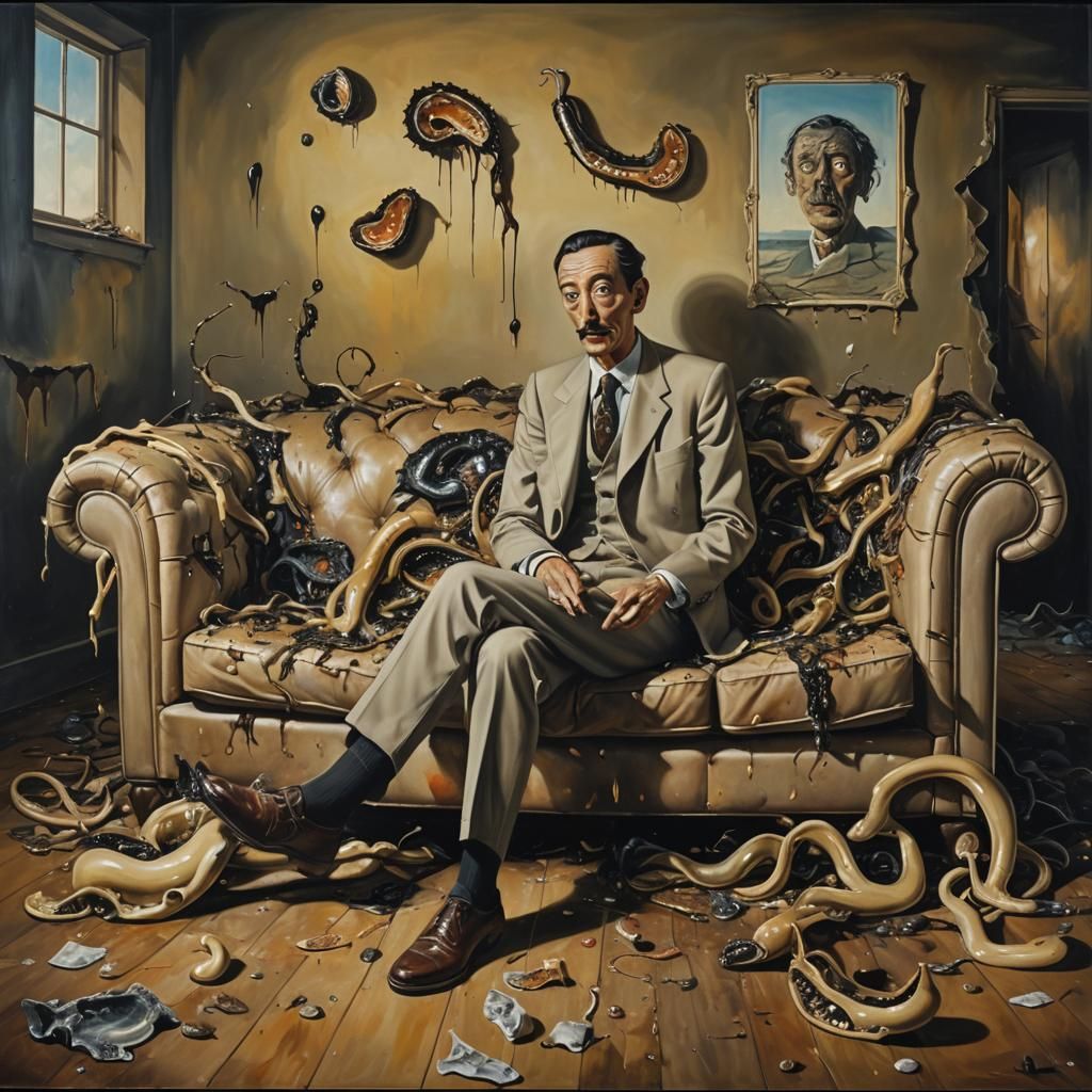 Surreal Slugs: A Dark Image in Dali Style