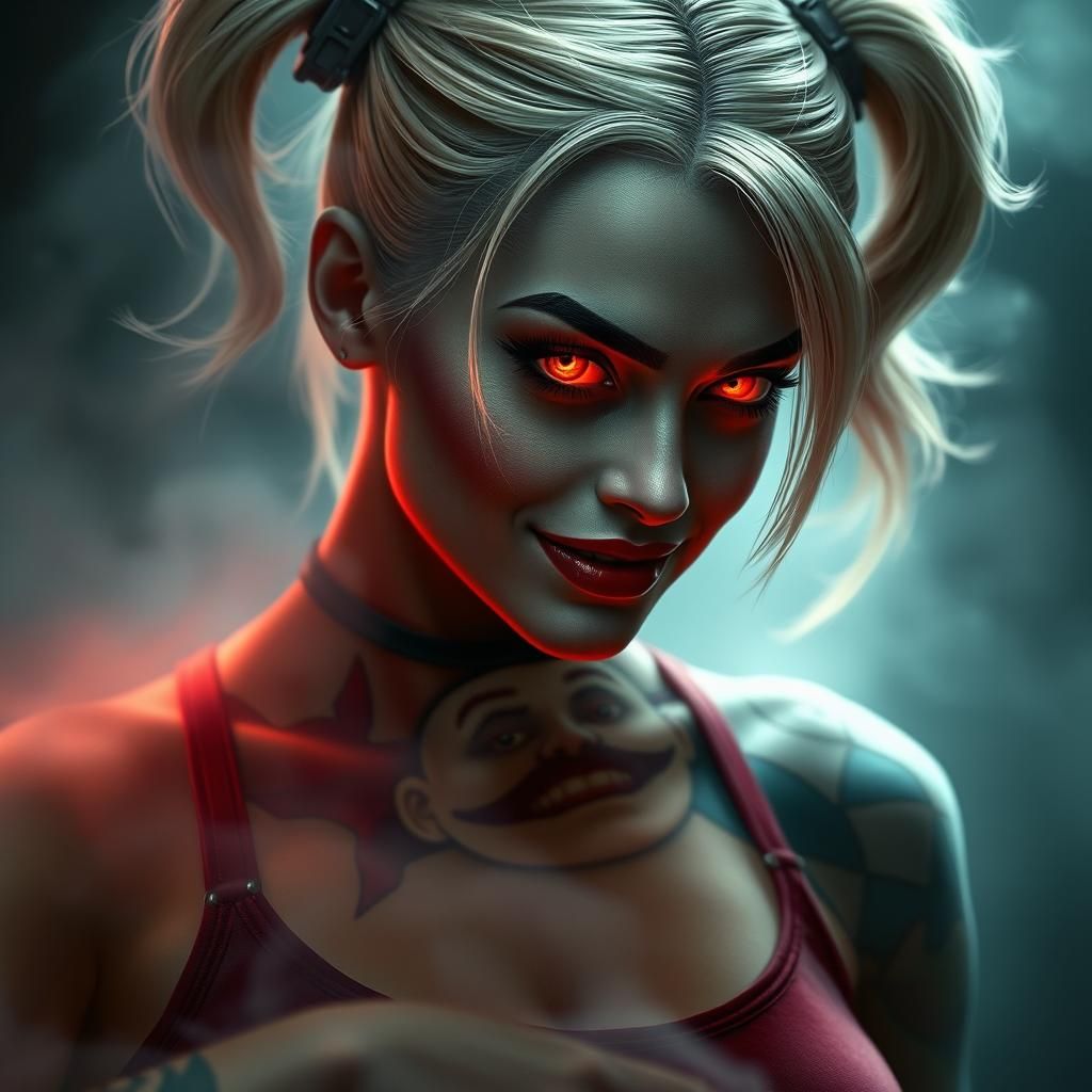 Harley Quinn Portrait in Dreamlike Photorealistic Style