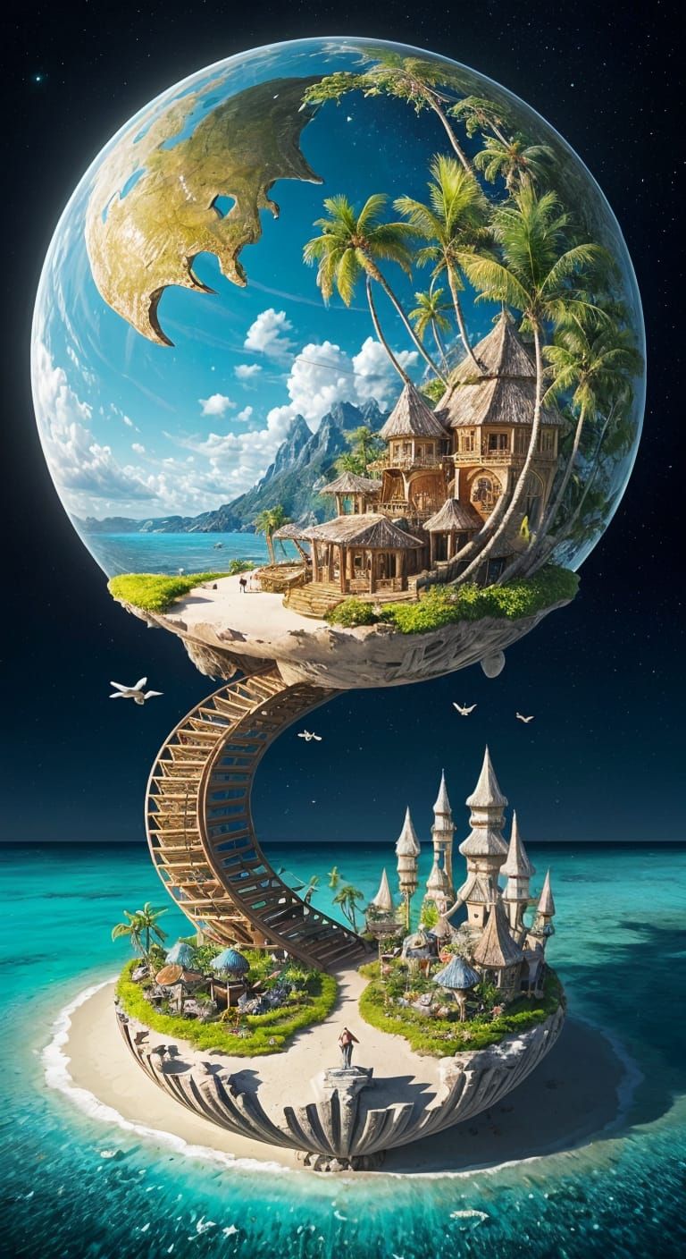 Surreal Coconut Stargate to Tropical Paradise